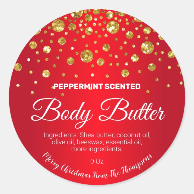 Christmas Confetti Red Gold Product Labels (Front)