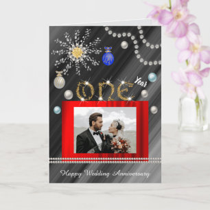 Christmas Congrats Gold 1st Wedding Anniversary Card