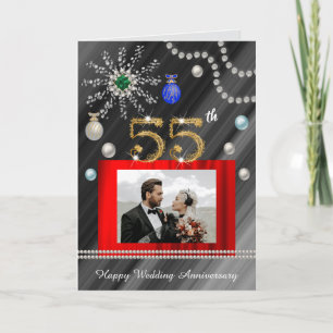 Christmas Congrats Gold 55th Wedding Anniversary Card