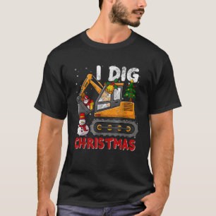 Christmas Construction Truck Excavator Party Pajam T-Shirt