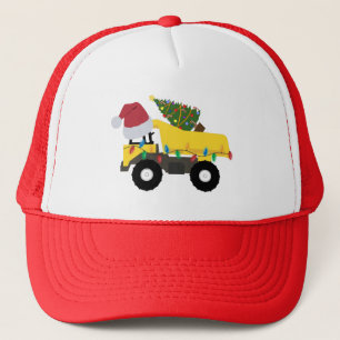 Christmas Construction Truck Trucker Hat