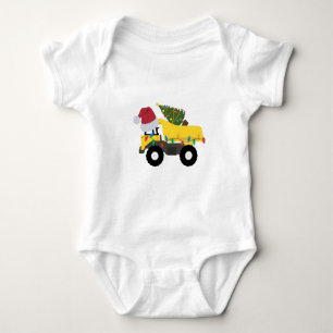 Christmas Construction Trucks Baby Bodysuit