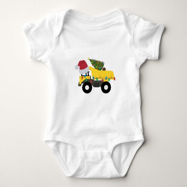 Christmas Construction Trucks Baby Bodysuit (Front)