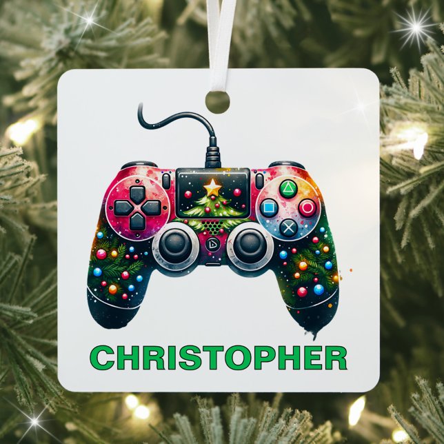 Christmas Controller Gamer Custom Name Metal Tree Decoration (Creator Uploaded)