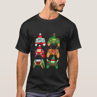 Christmas Controllers Santa Elf Gaming Snowman Boy T-Shirt