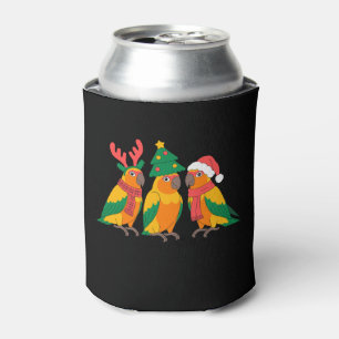 Christmas Conure Parrots Santa Hat Scarf Tree Xmas Can Cooler