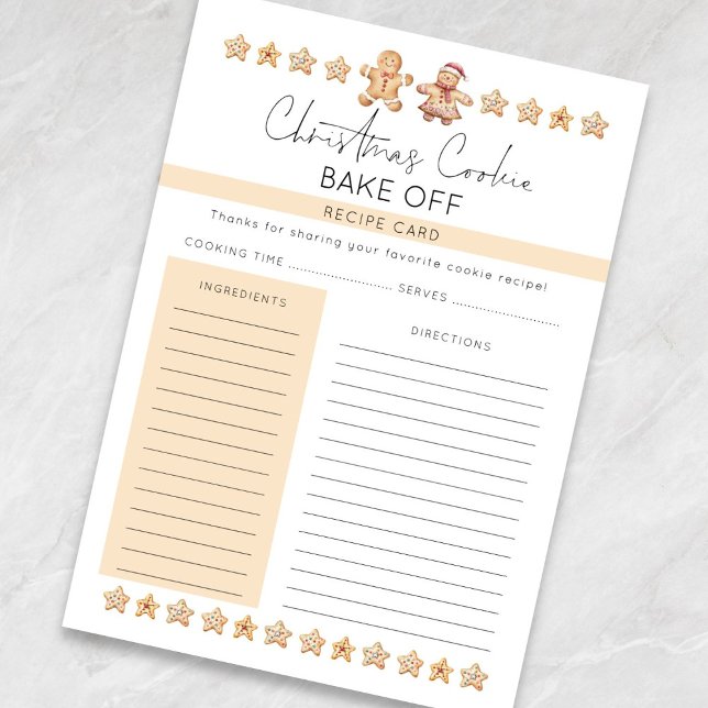Christmas Cookie Bake Off Party Recipe Card (Creator Uploaded)
