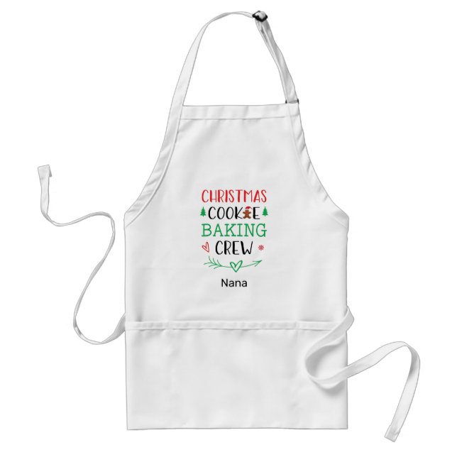 Christmas Cookie Baking Crew Family Adult's Name Standard Apron (Front)