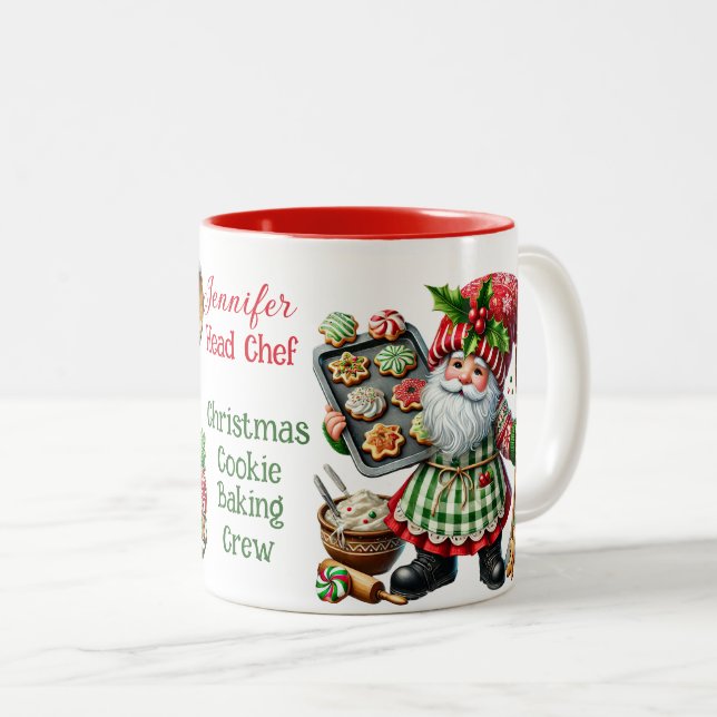 Christmas Cookie Baking Crew - Gnome Chefs Two-Tone Coffee Mug (Front Right)