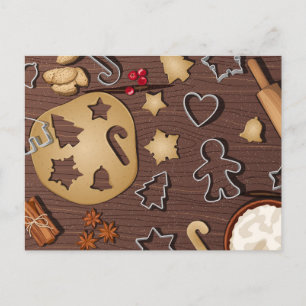 Christmas Cookie Baking Ingredients Overhead Holiday Postcard