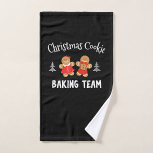 Christmas cookie baking team   gingerbread man hand towel