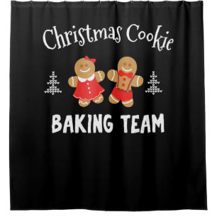 Christmas cookie baking team gingerbread man shower curtain