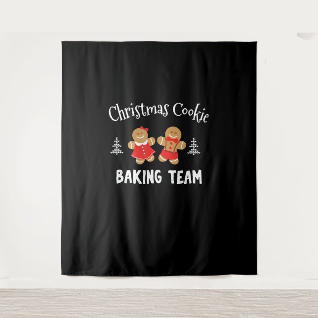 Christmas cookie baking team | gingerbread man tapestry (Front)