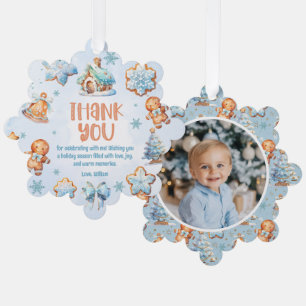 Christmas Cookie Boy Birthday thank you photo Tree Decoration Card