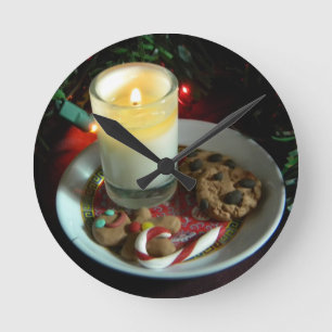 Christmas Cookie Candle III Round Clock