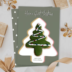 Christmas Cookie Card Modern Pine Green Xmas Tree