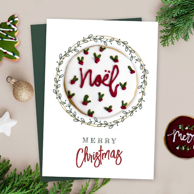 Christmas Cookie Card Wreath Greenery Bakery Label (Elegant Christmas cookie cards featuring greenery wreath design and space for your custom message)