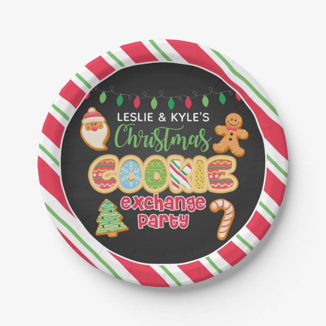 Christmas Cookie Christmas Exchange Party - White Paper Plate (Front)