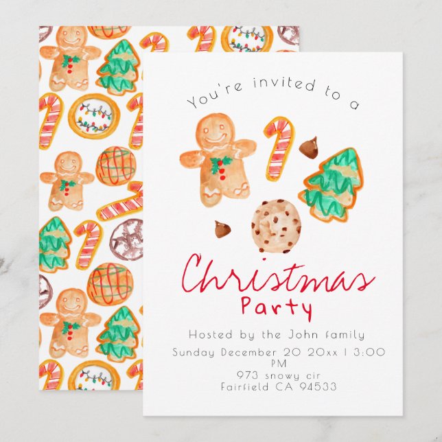 Christmas cookie Christmas party invitation (Front/Back)