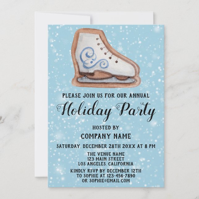 Christmas Cookie Company Holiday Party Blue Snow Invitation (Front)