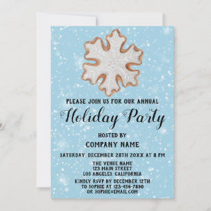 Christmas Cookie Company Holiday Party Blue Snow Invitation