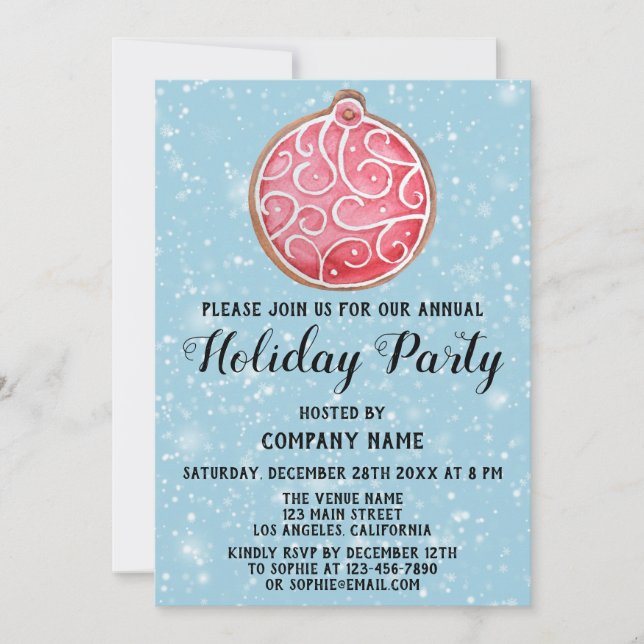 Christmas Cookie Company Holiday Party Red Ball Invitation (Front)