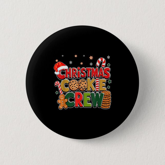 Christmas Cookie Crew Eating Gingerbread Family Te 6 Cm Round Badge (Front)