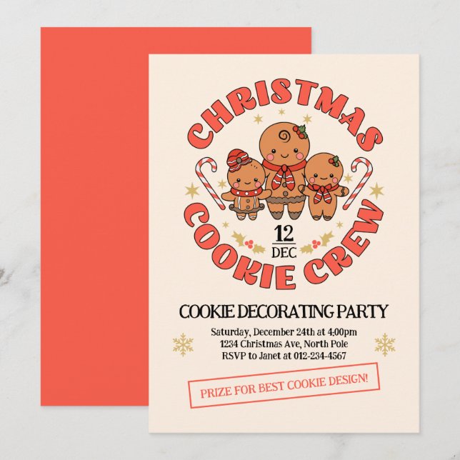 Christmas Cookie Crew Family Invitation (Front/Back)