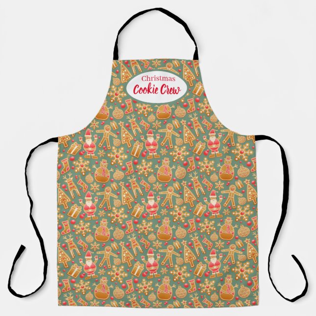 Christmas Cookie Crew Holiday Kitchen Apron (Front)