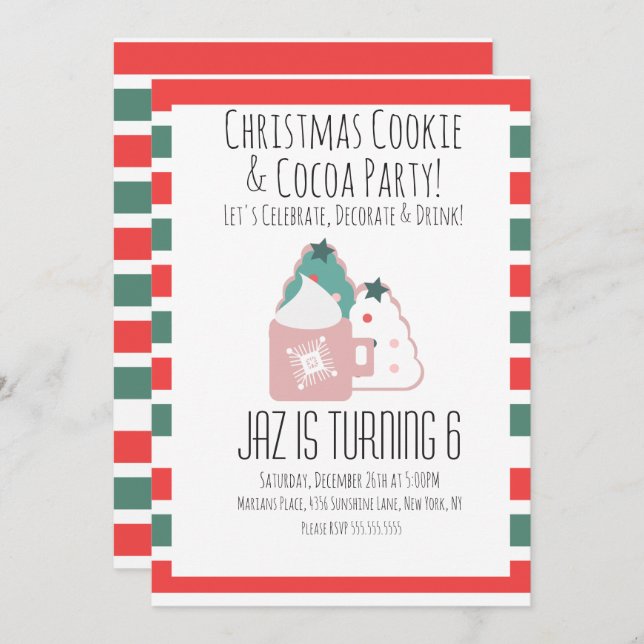 Christmas Cookie Decorating Cocoa Baking Invitation (Front/Back)