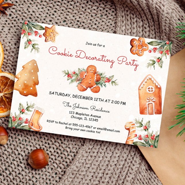Christmas cookie decorating gingerbread party invitation (Creator Uploaded)
