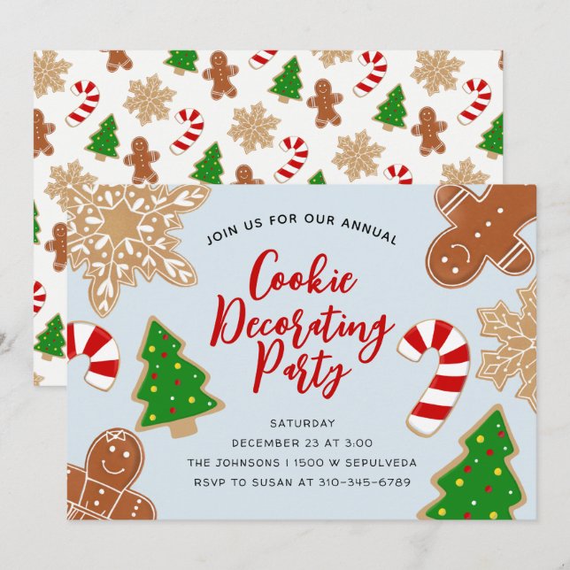 Christmas Cookie Decorating Holiday Party Invitation (Front/Back)