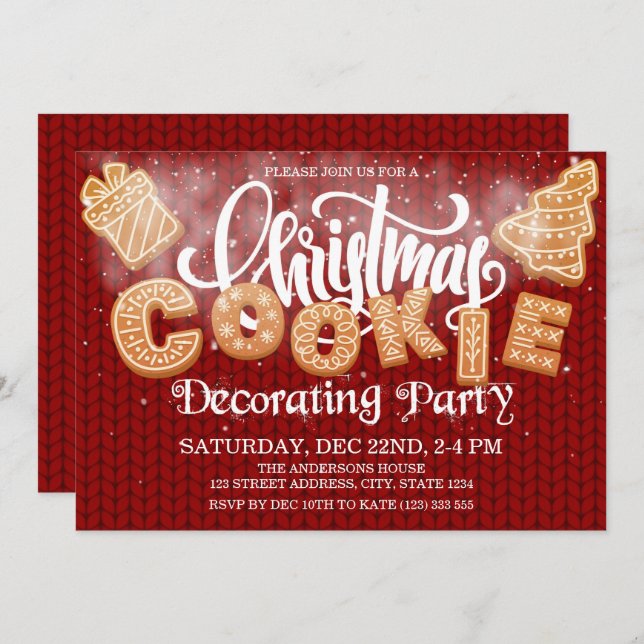 Christmas Cookie Decorating Party Elegant Invitation (Front/Back)