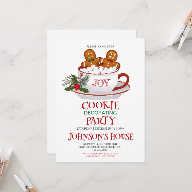 Christmas Cookie Decorating Party  Invitation (Front/Back In Situ)