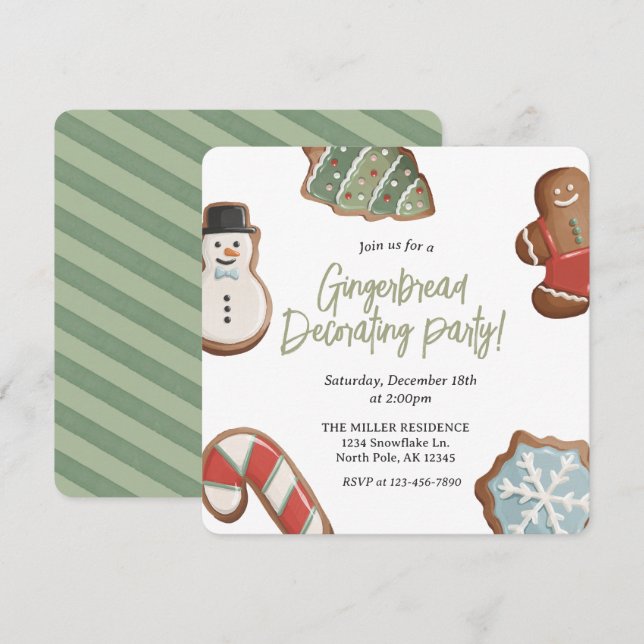 Christmas Cookie Decorating Party Invitation (Front/Back)
