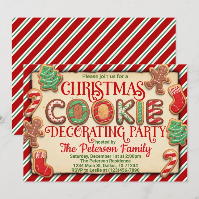 Christmas Cookie Decorating Party Invitation (Front/Back)