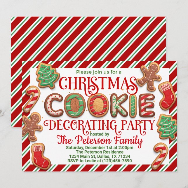Christmas Cookie Decorating Party Invitation (Front/Back)