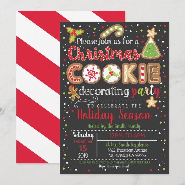 Christmas Cookie Decorating Party Invitation (Front/Back)