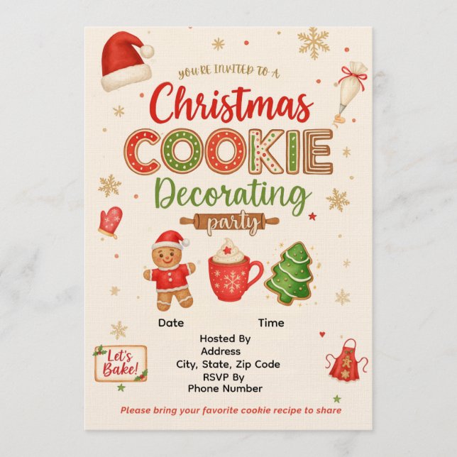 Christmas Cookie Decorating Party Invitation | Kid (Front)
