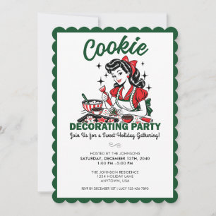 Christmas Cookie Decorating Party Invitation Retro
