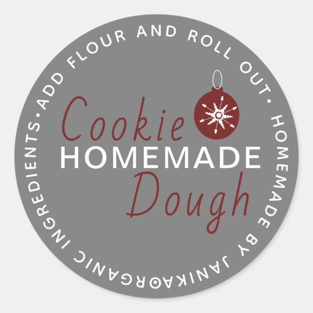 Christmas Cookie Dough Homemade Script Ornament Classic Round Sticker (Front)