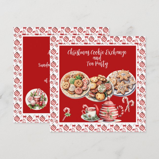 Christmas Cookie Exchange and Tea Party Invitation (Front/Back)