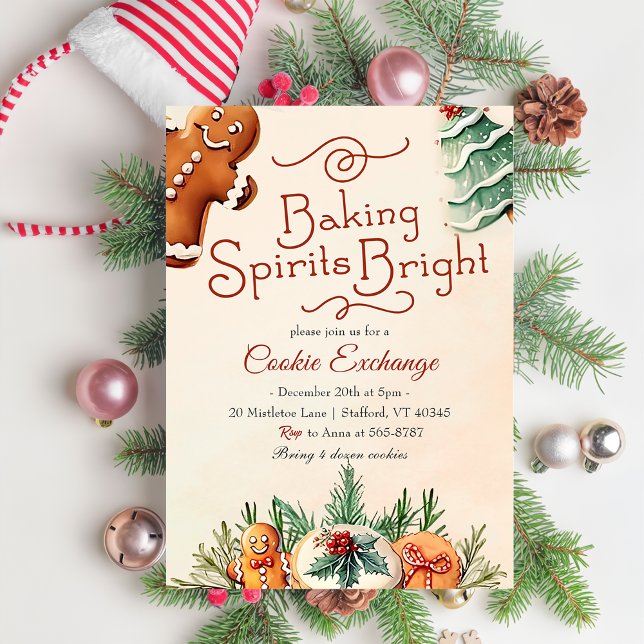 Christmas Cookie Exchange Baking Spirits Bright  Invitation (Creator Uploaded)
