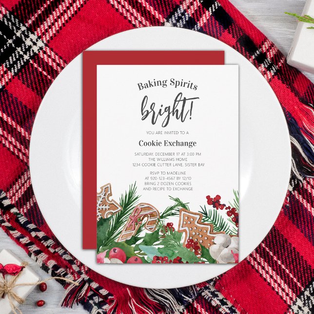 Christmas Cookie Exchange Baking Spirits Bright Invitation (Creator Uploaded)