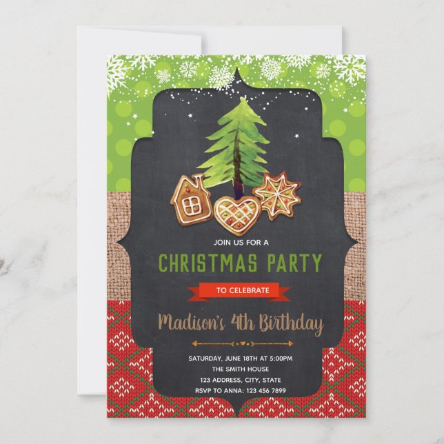 Christmas Cookie exchange cocoa party invitation (Front)