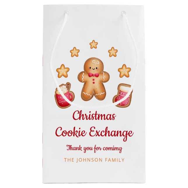 Christmas Cookie Exchange Cute Gingerbread Man Small Gift Bag (Back)