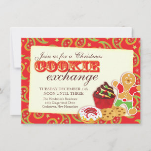 Christmas Cookie exchange & etiquette red invite