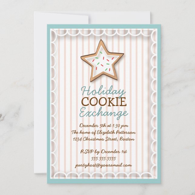 Christmas Cookie Exchange Holiday Sweet Invitation (Front)