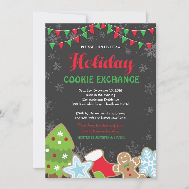 Christmas Cookie Exchange Invitation / Cookie Swap (Front)