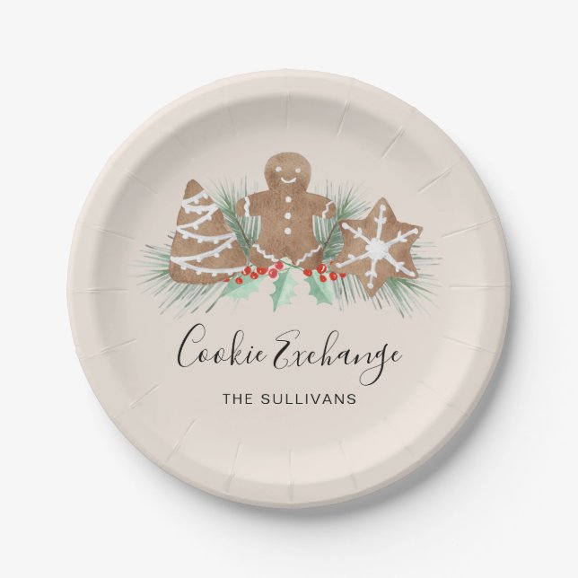 Christmas Cookie Exchange Paper Plate (Front)